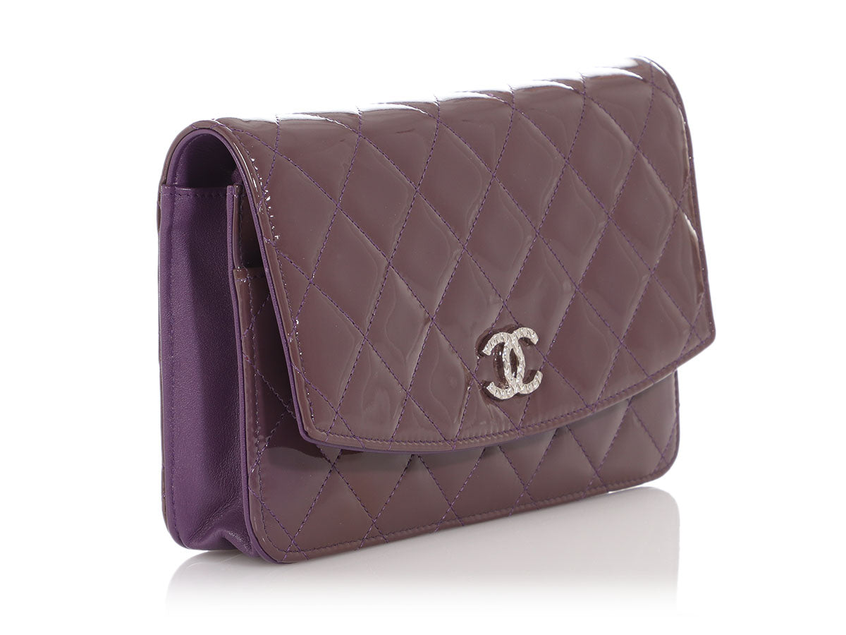 Chanel Violet Quilted Patent Brilliant Wallet On Chain WOC - Ann's Fabulous  Closeouts