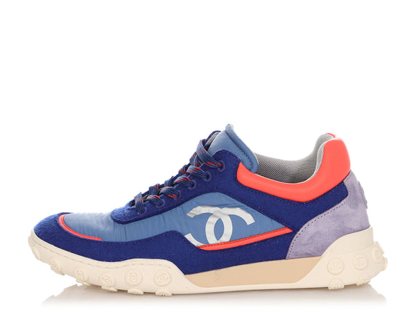 Chanel Blue and Coral Sneakers
