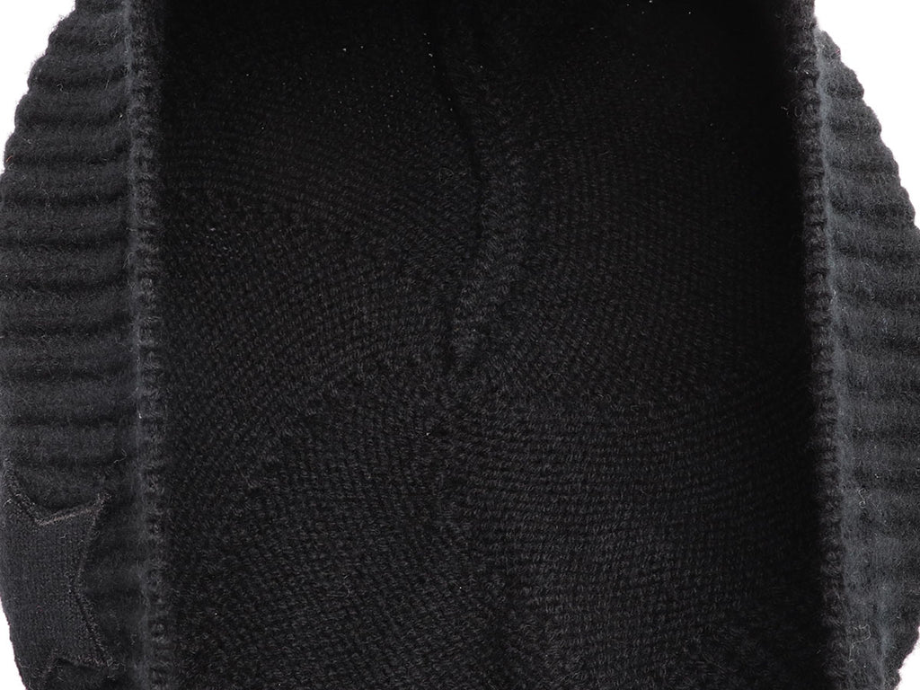 Chanel Vintage Black Knit Cashmere CC Star Beret