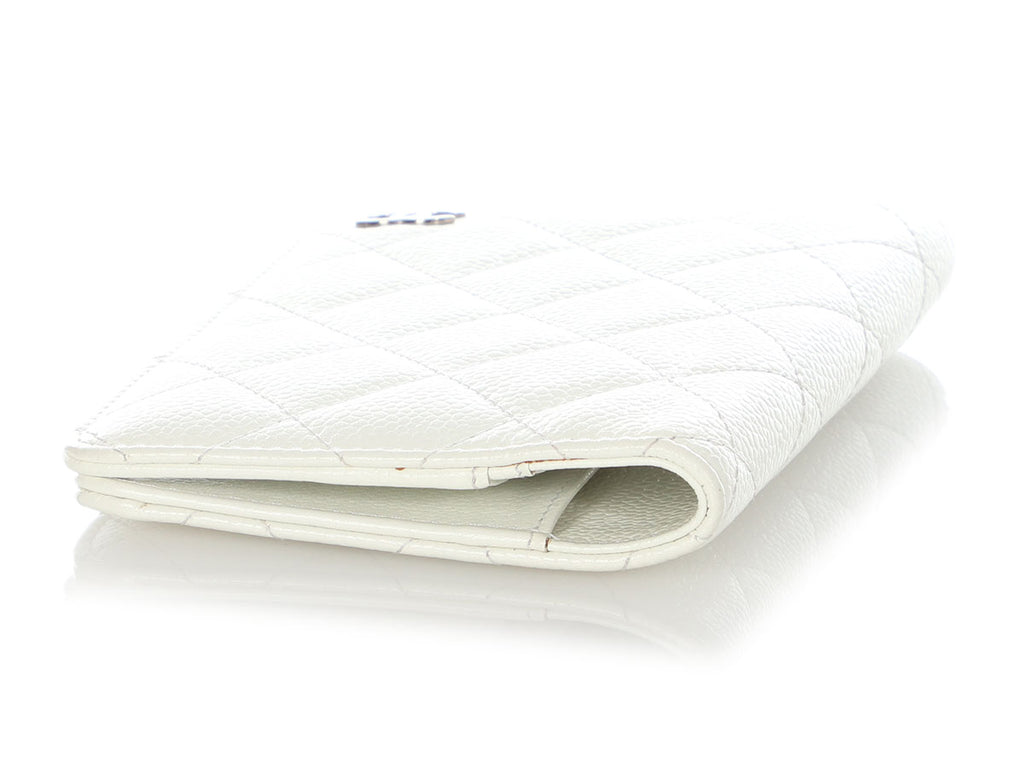 Chanel White Quilted Caviar Organizer Cover