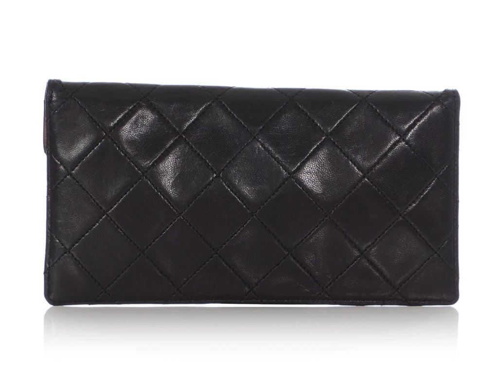 Chanel Vintage Black Part-Quilted Lambskin Pouch