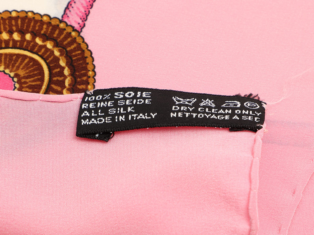 Chanel Pink Chain Grid Silk Scarf