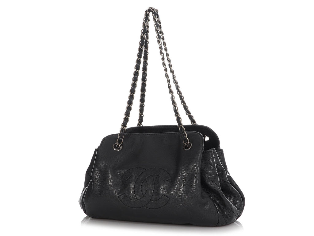 Chanel Black Part-Quilted Caviar Shoulder Bag