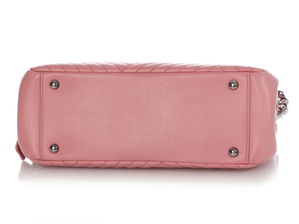 Chanel Pink Chevron-Quilted Calfskin Shoulder Bag