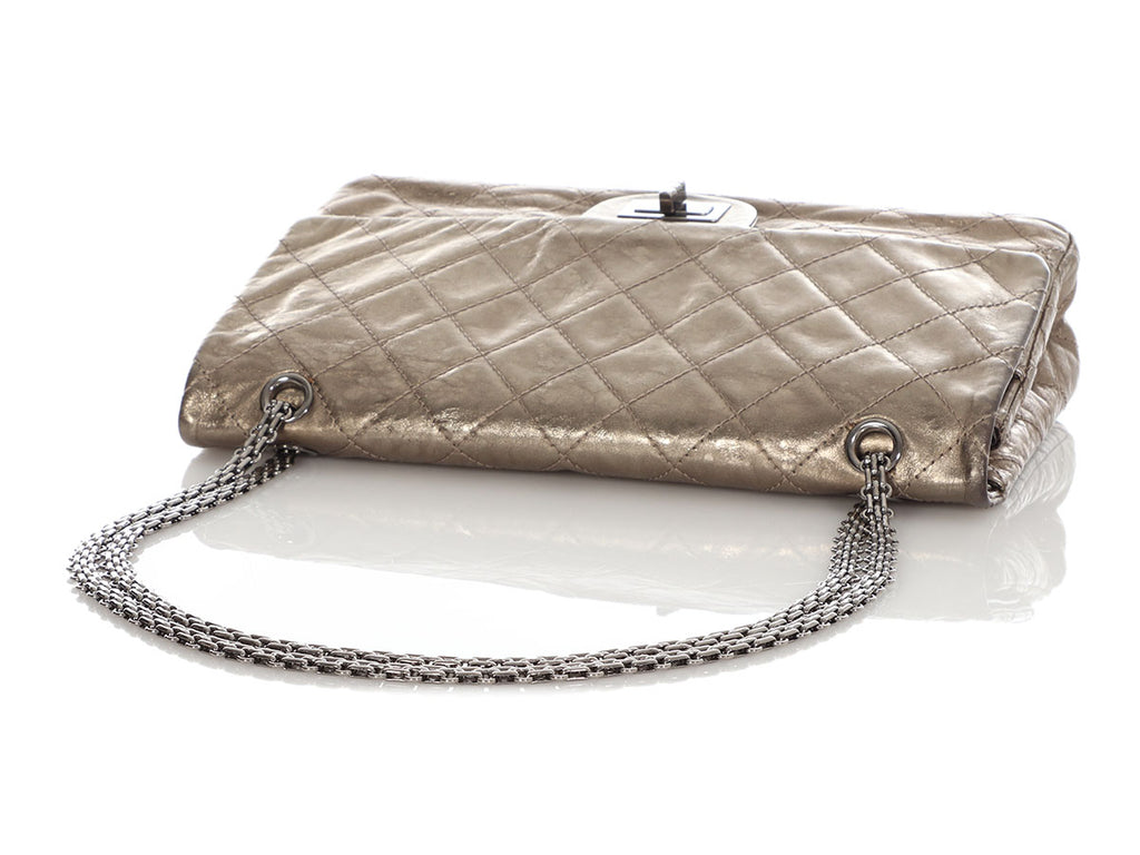 Chanel Bronze Quilted Distressed Metallic Calfskin Reissue 227