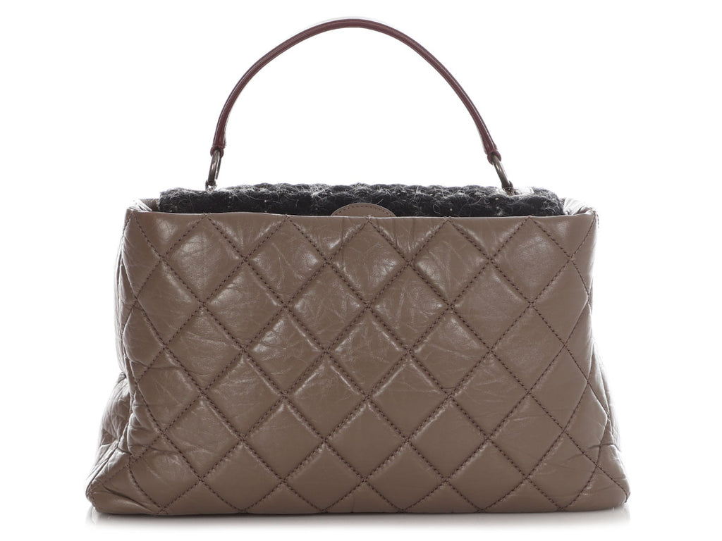 Chanel Tweed and Quilted Portobello Glazed Calfskin Top Handle Bag