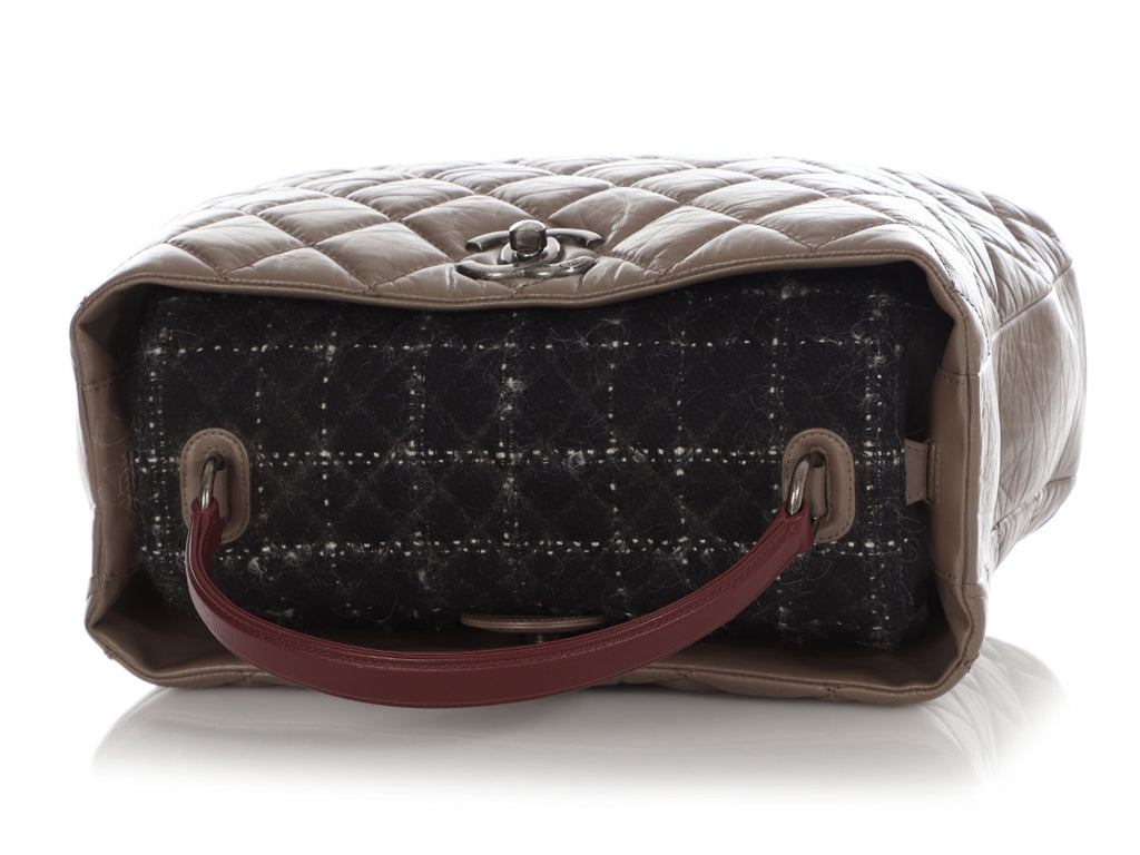 Chanel Tweed and Quilted Portobello Glazed Calfskin Top Handle Bag