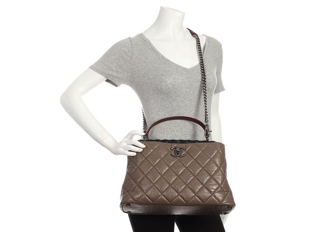 Chanel Tweed and Quilted Portobello Glazed Calfskin Top Handle Bag