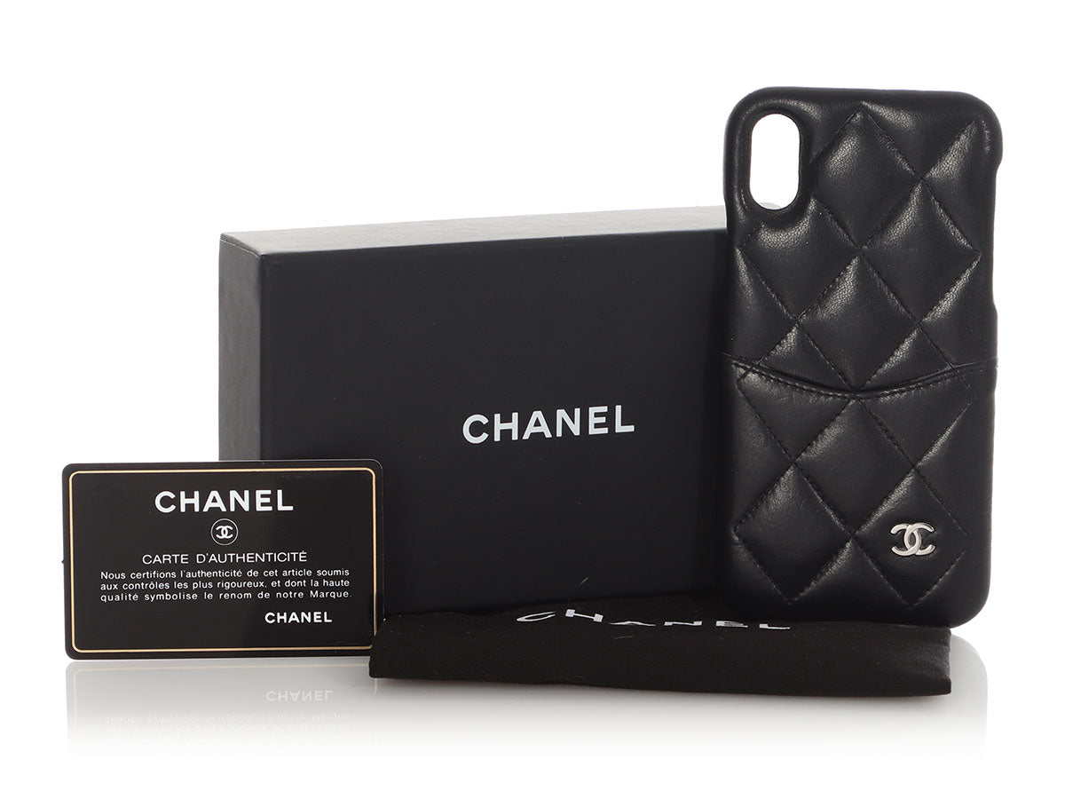 Chanel Black Quilted Lambskin iPhone 10 Case Chanel Black Quilted Lambskin iPhone 10 Case
