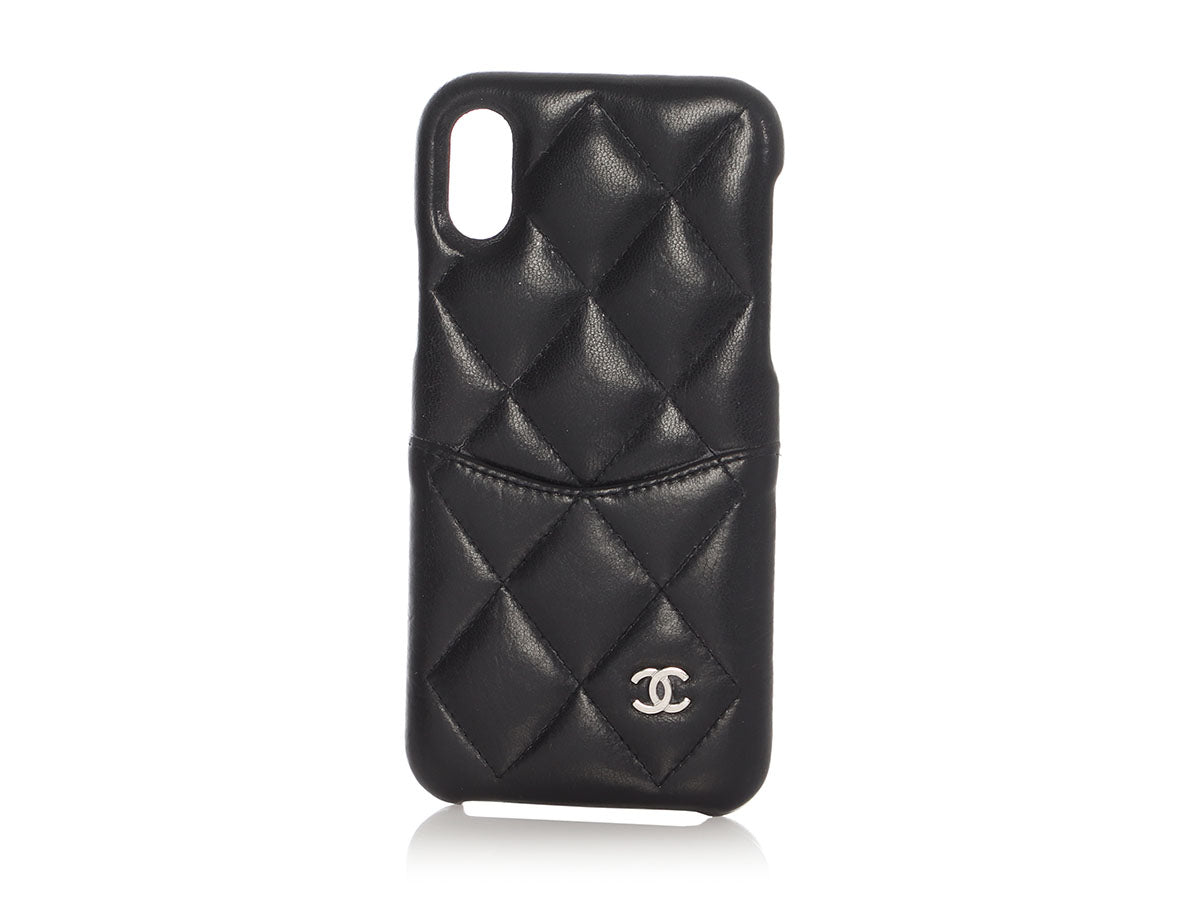 Chanel Black Quilted Lambskin iPhone 10 Case - Ann's Fabulous Closeouts Chanel Black Quilted Lambskin iPhone 10 Case - Ann's Fabulous Closeouts