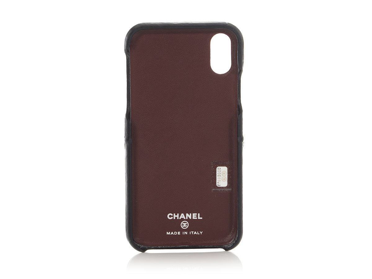 Chanel Black Quilted Lambskin iPhone 10 Case - Ann's Fabulous Closeouts Chanel Black Quilted Lambskin iPhone 10 Case - Ann's Fabulous Closeouts