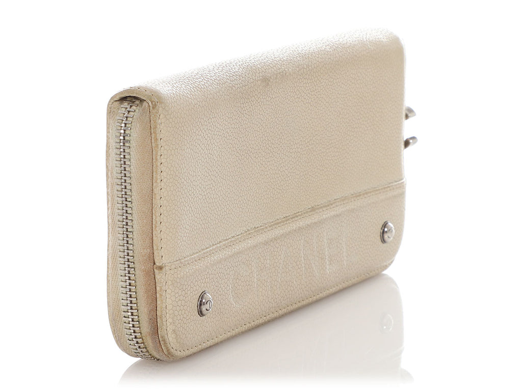 Chanel Beige Caviar Long Wallet