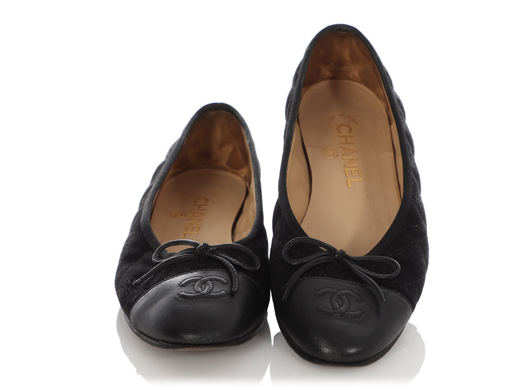 Chanel Black Quilted Fabric Ballet Flats