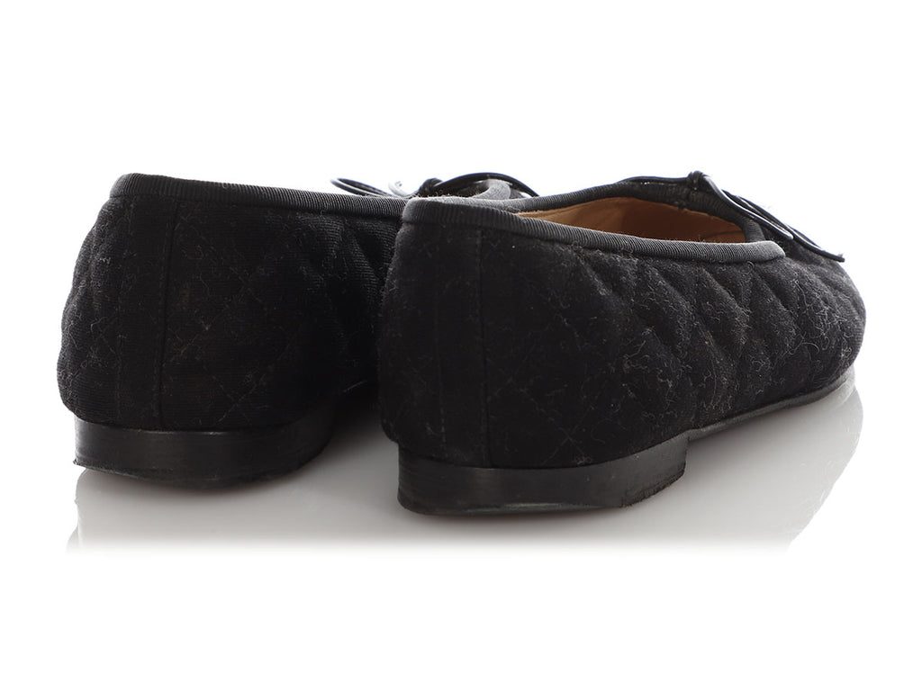 Chanel Black Quilted Fabric Ballet Flats