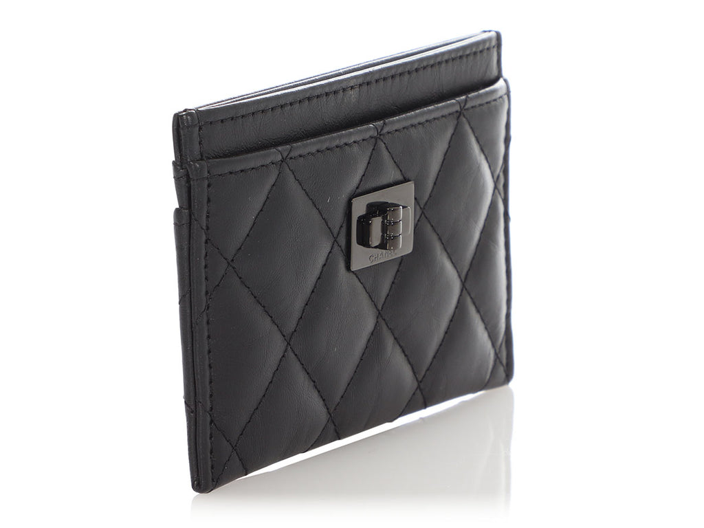 Chanel So Black Quilted Aged Calfskin Reissue Card Case