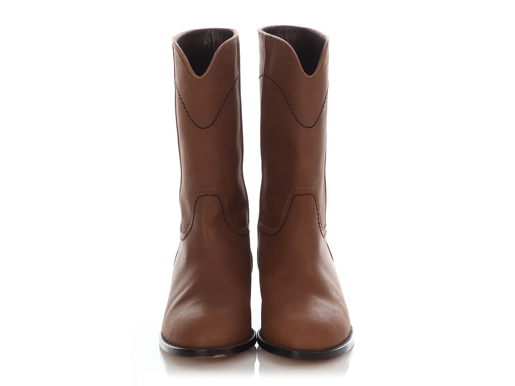 Chanel Brown Leather Riding Boots