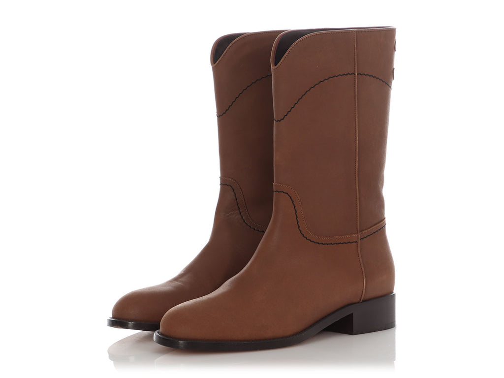 Chanel Brown Leather Riding Boots