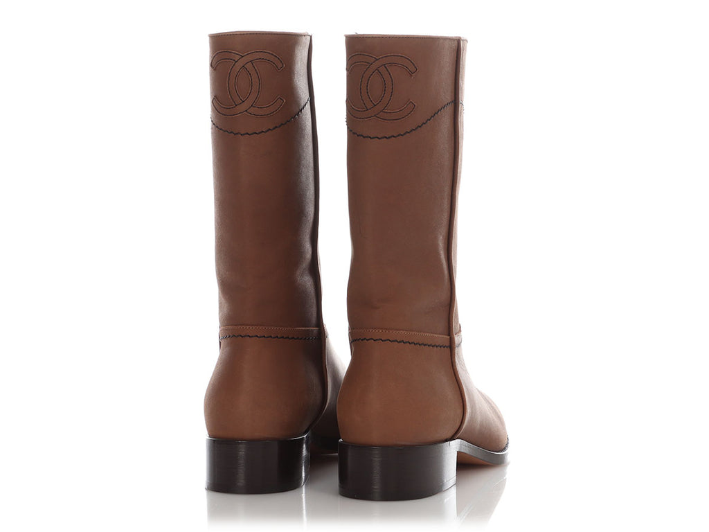 Chanel Brown Leather Riding Boots