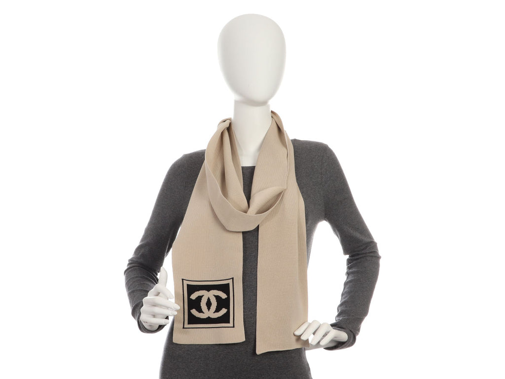 Chanel Beige CC Cotton Scarf