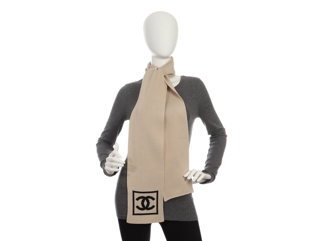 Chanel Beige CC Cotton Scarf