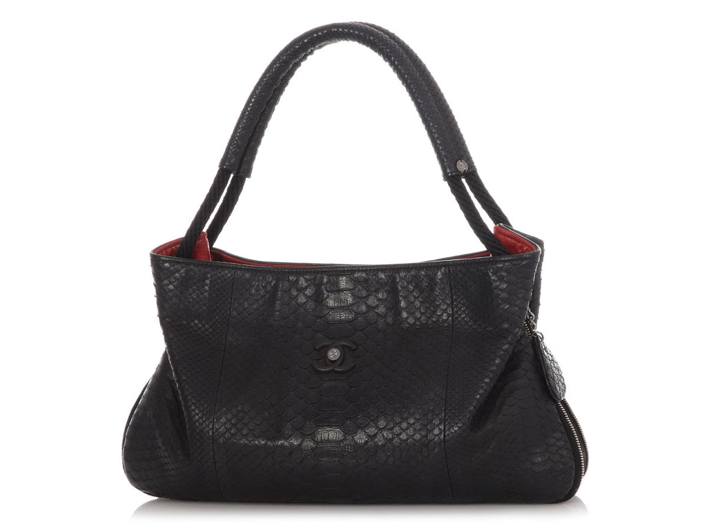 Chanel Black Python Expandable Yacht Hobo