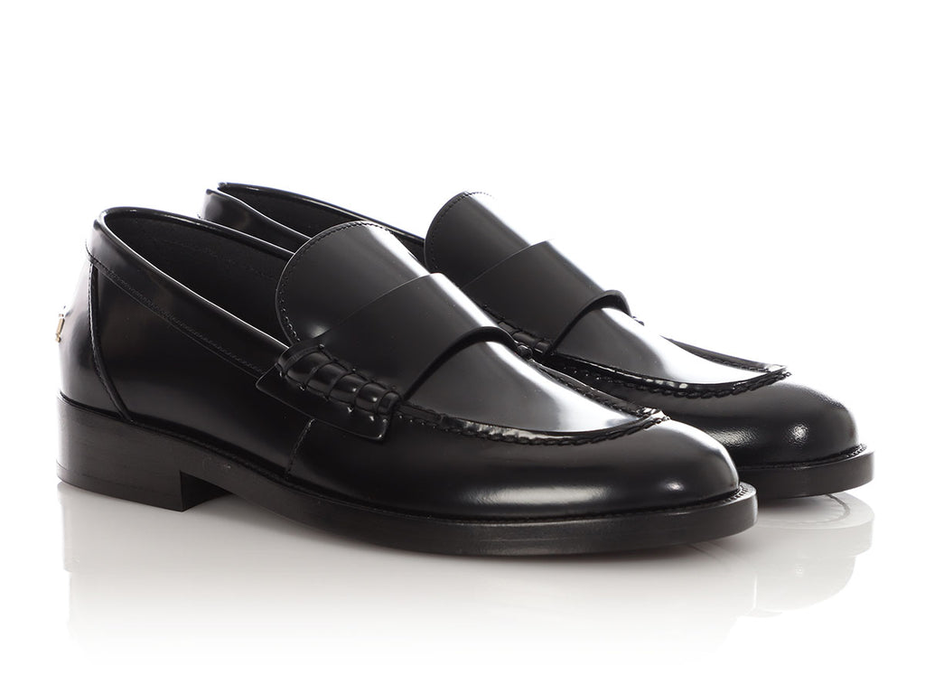 Chanel Black Shiny Calfskin Loafers