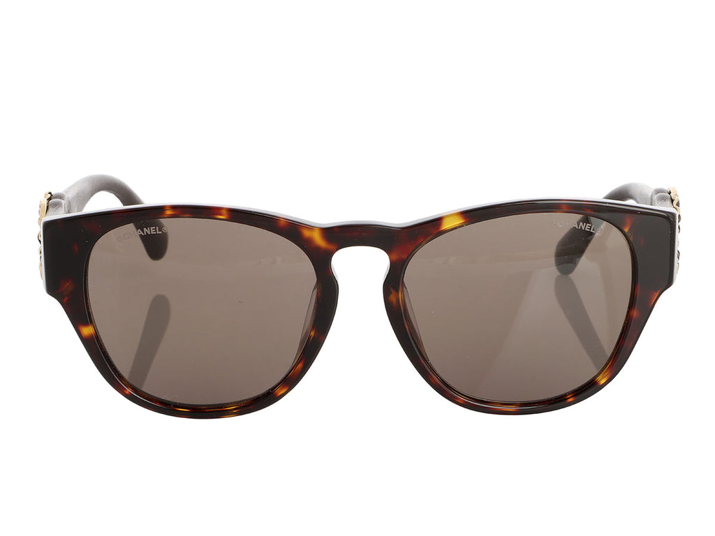 Chanel Tortoise Crystal CC Sunglasses