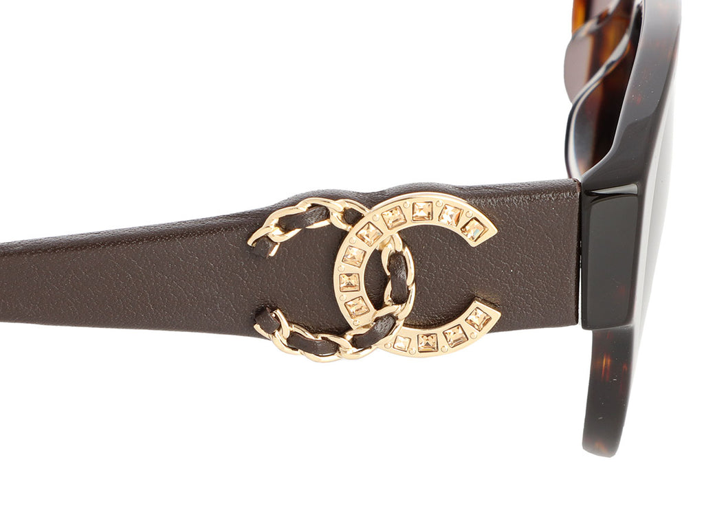 Chanel Tortoise Crystal CC Sunglasses