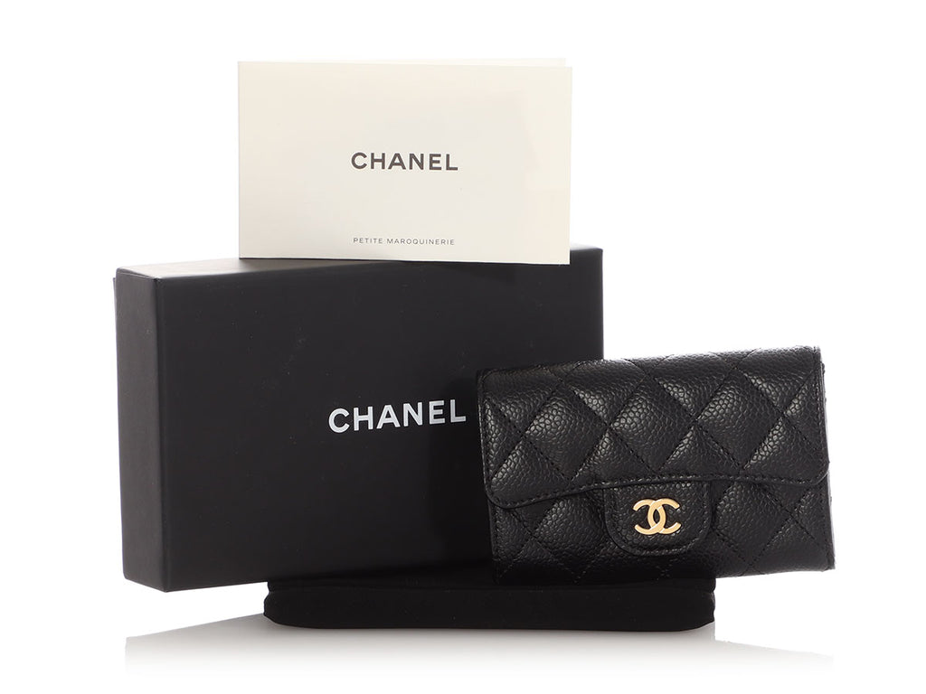 Chanel Black Quilted Caviar Flap Card Case