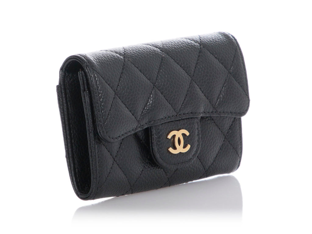 Chanel Black Quilted Caviar Flap Card Case