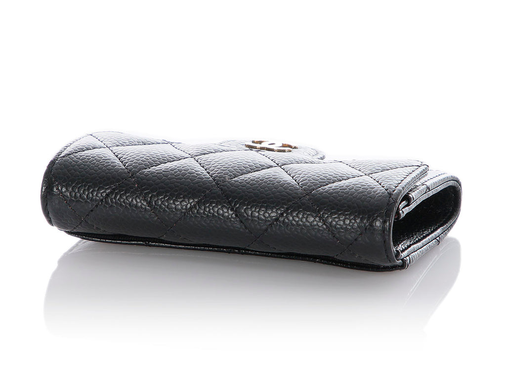 Chanel Black Quilted Caviar Flap Card Case