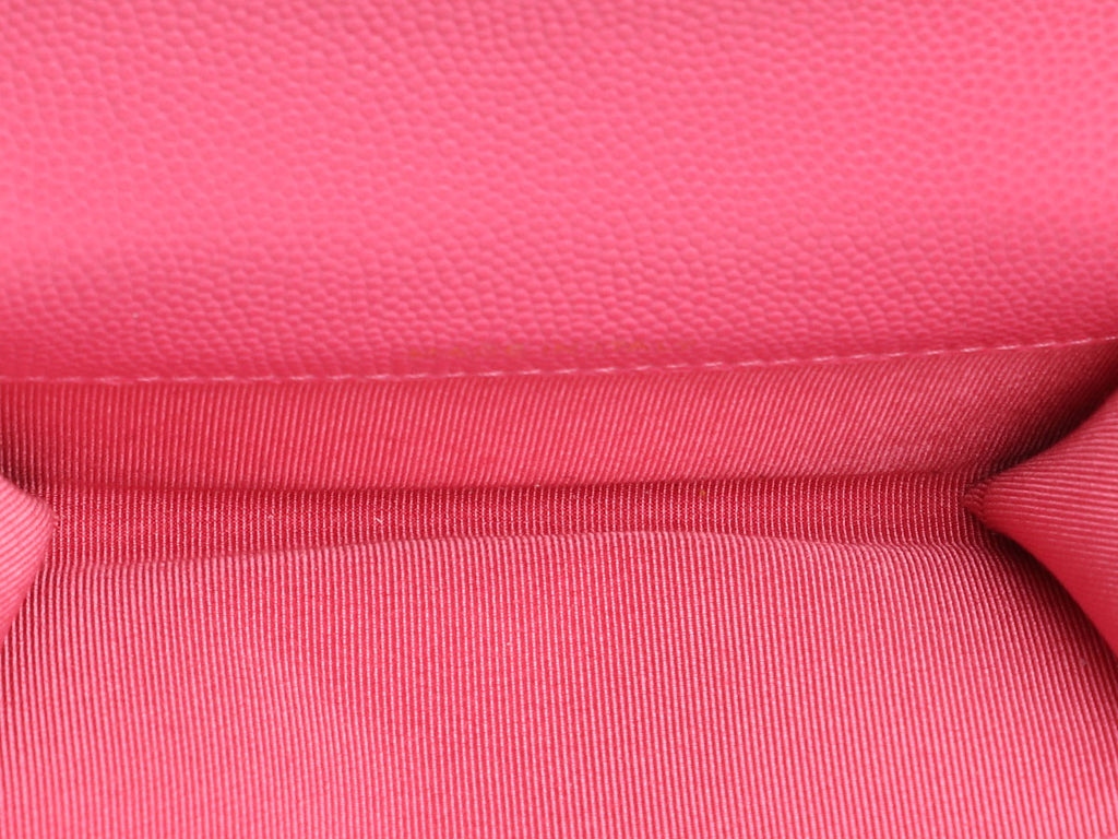 Chanel Pink Quilted Caviar Flap Card Case