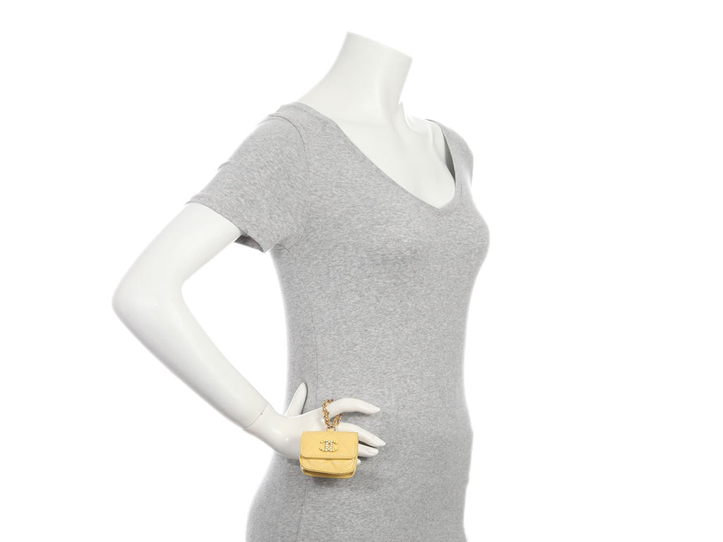 Chanel Yellow Quilted Caviar Candy CC AirPods Case