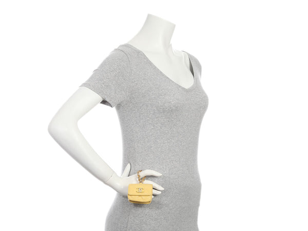 Chanel Yellow Quilted Caviar Candy CC AirPods Case