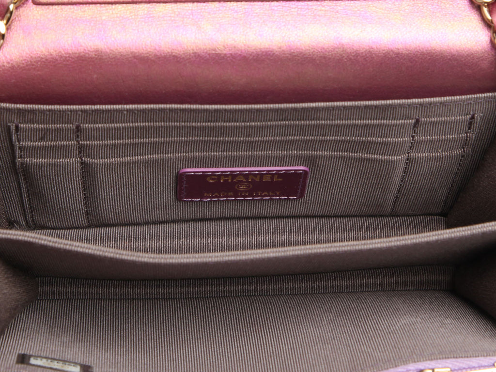 Chanel Mini Iridescent Pink Quilted Calfskin Wallet on Chain