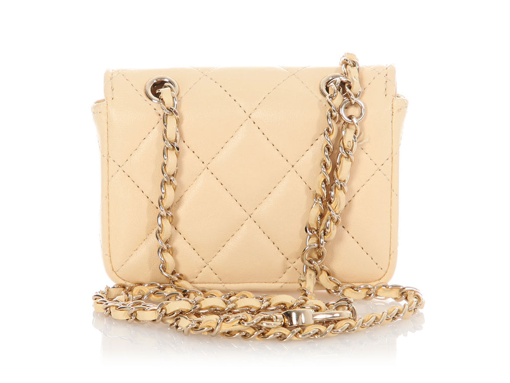 Chanel Mini Light Yellow Quilted Lambskin Belt Bag/Card Holder