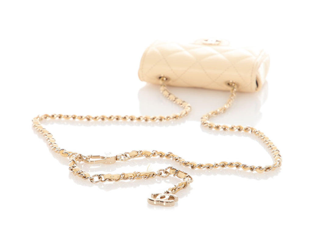 Chanel Mini Light Yellow Quilted Lambskin Belt Bag/Card Holder