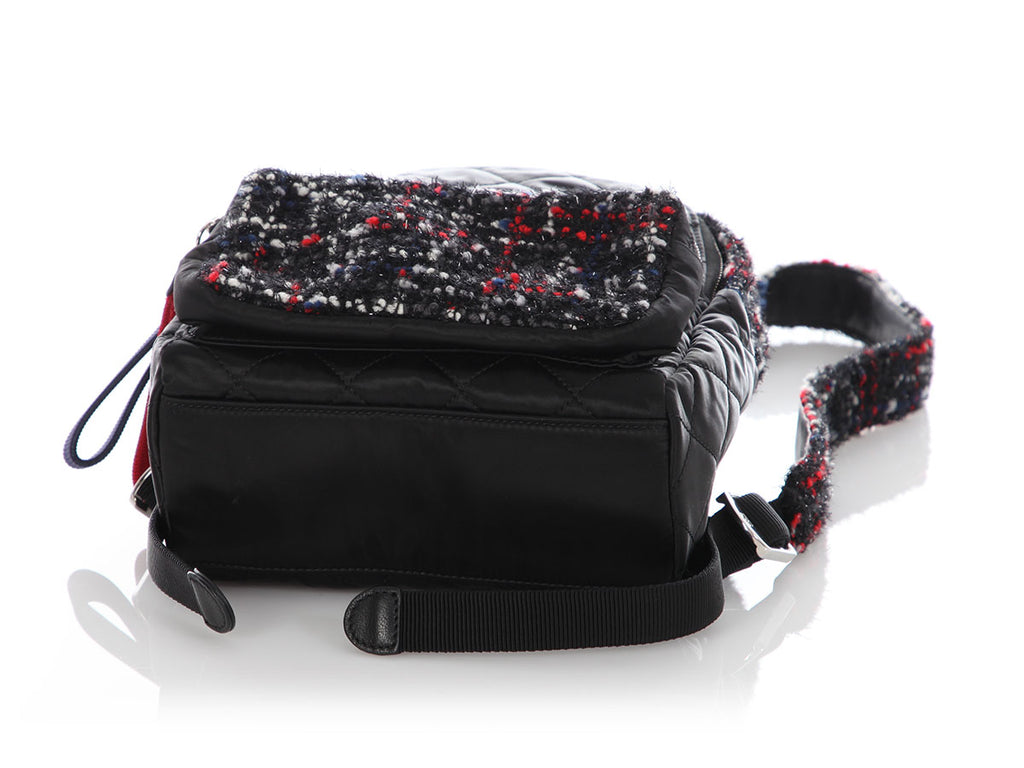 Chanel Mini Black Tweed and Satin Backpack