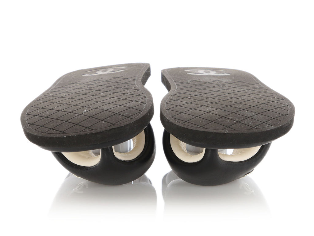 Chanel Black and White Padded Thong Sandals