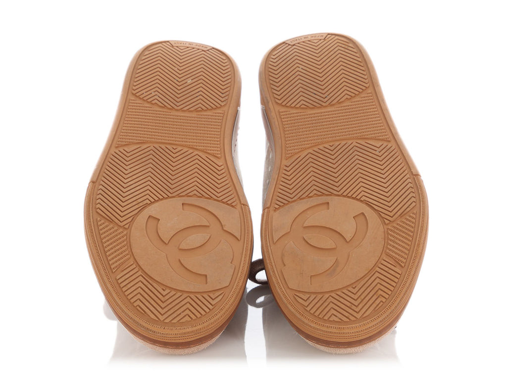 Chanel Taupe Velvet and Fleece Sneakers