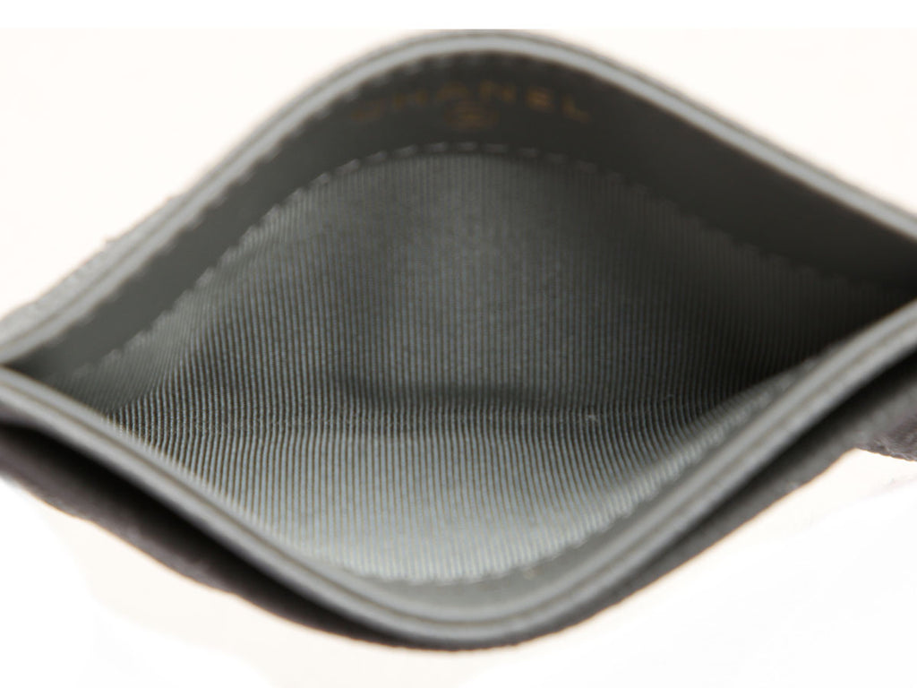 Chanel Gray Quilted Caviar Classic Card Holder