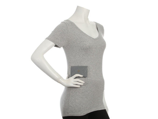 Chanel Gray Quilted Caviar Classic Card Holder