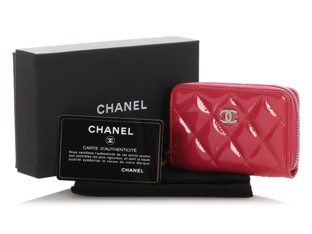Chanel Pink Quilted Patent Zipped Coin Purse