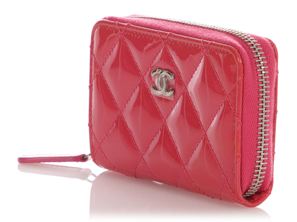 Chanel Pink Quilted Patent Zipped Coin Purse