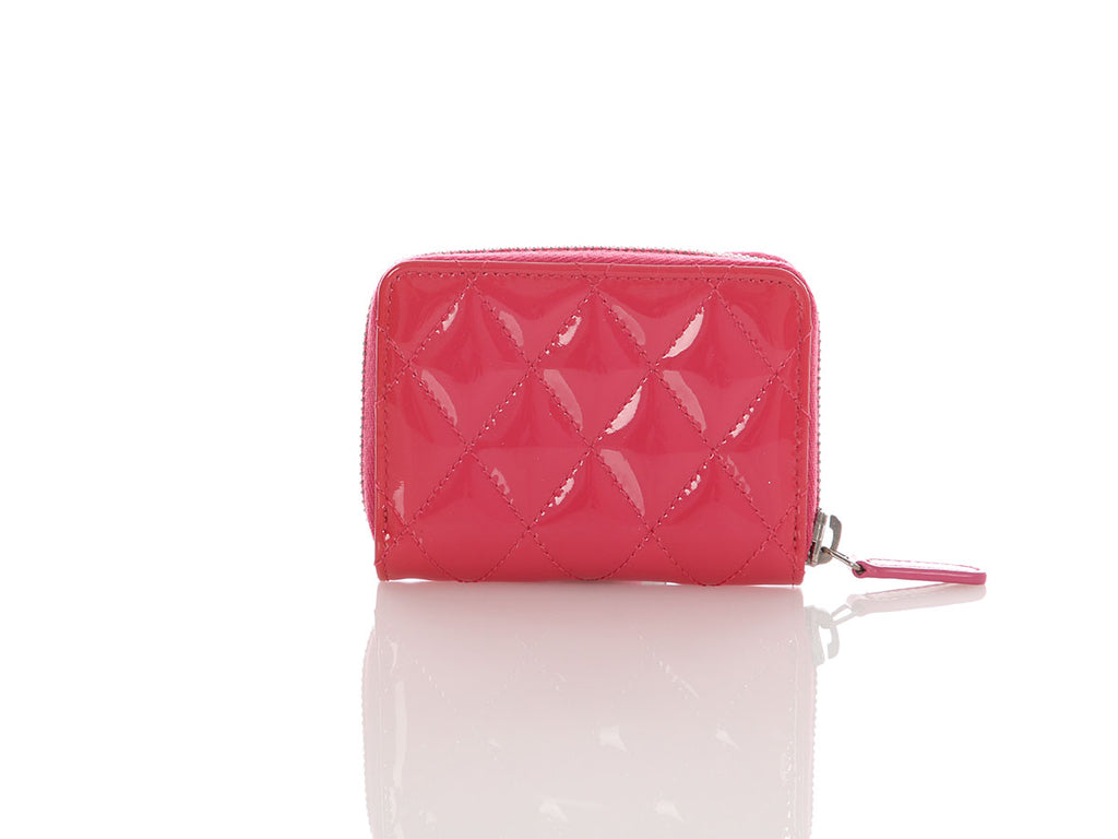 Chanel Pink Quilted Patent Zipped Coin Purse