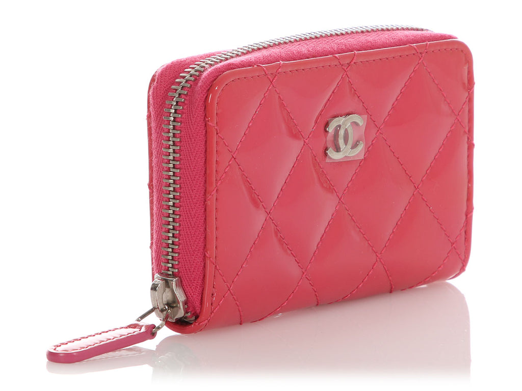 Chanel Pink Quilted Patent Zipped Coin Purse