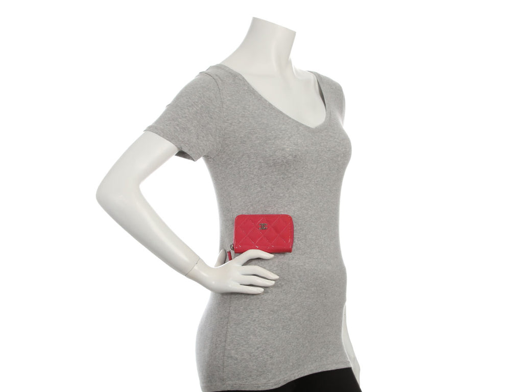 Chanel Pink Quilted Patent Zipped Coin Purse