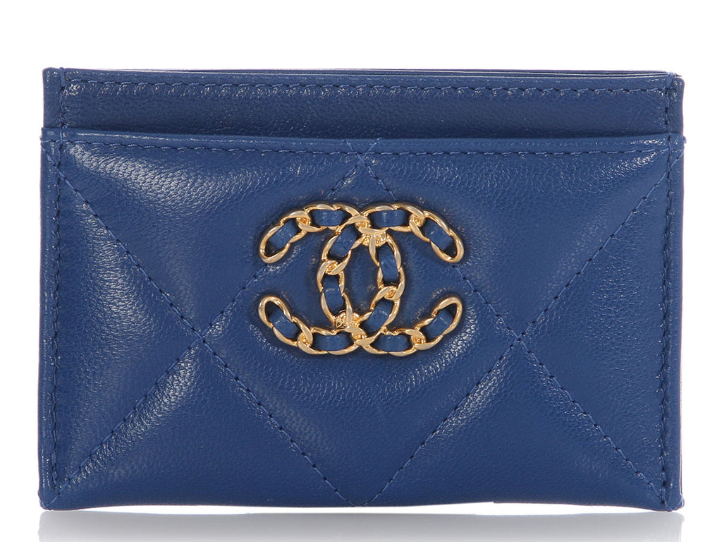 Chanel Blue Quilted Lambskin Card Holder