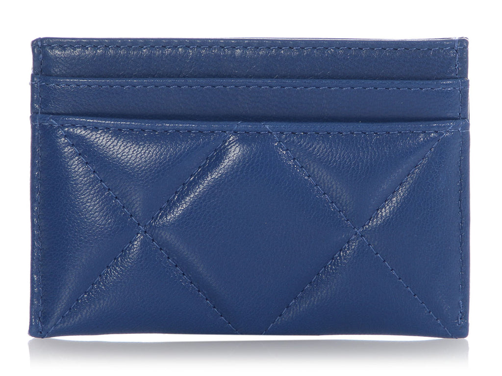 Chanel Blue Quilted Lambskin Card Holder