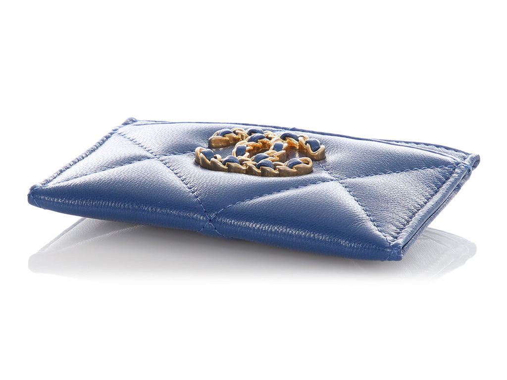 Chanel Blue Quilted Lambskin Card Holder